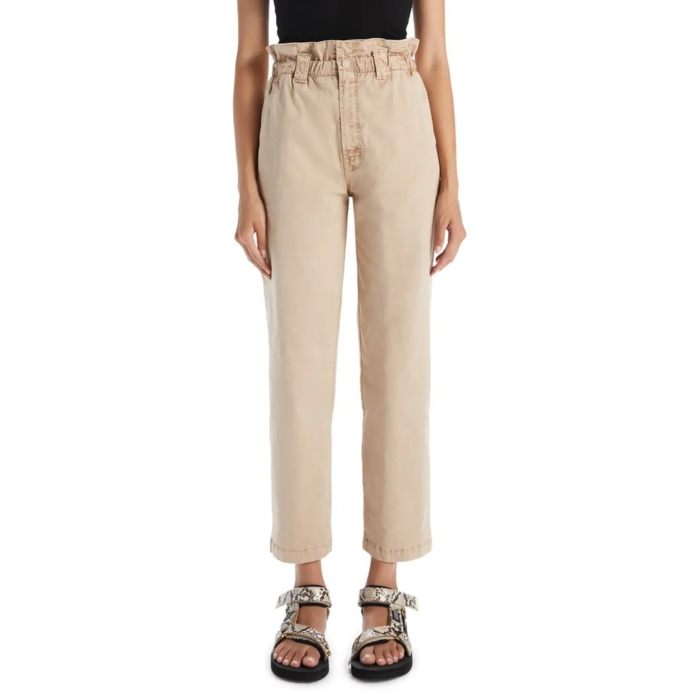 MOTHER The Yoyo Ruffle Greaser Ankle Jeans Size 25 Beige Paperbag High Rise